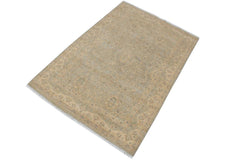 handmade Traditional Kafkaz Gray Beige Hand Knotted RECTANGLE 100% WOOL area rug 4X6