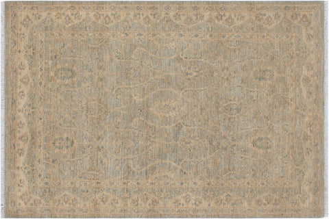 handmade Transitional Kafkaz Gray Beige Hand Knotted RECTANGLE 100% WOOL area rug 4' x 6'