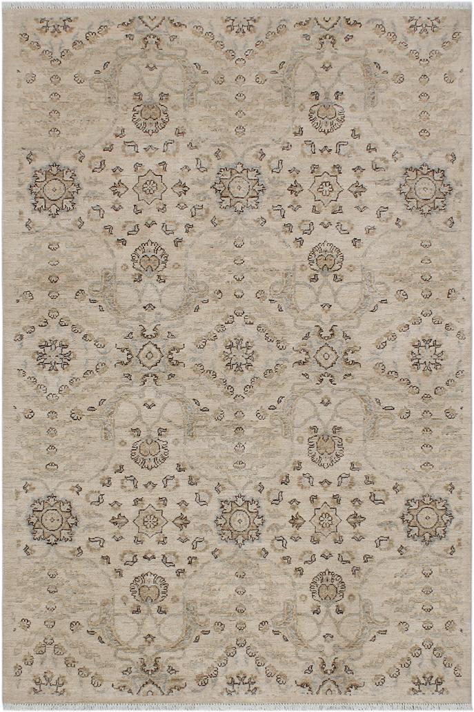 handmade Transitional Kafkaz Beige Gray Hand Knotted RECTANGLE 100% WOOL area rug 5X7