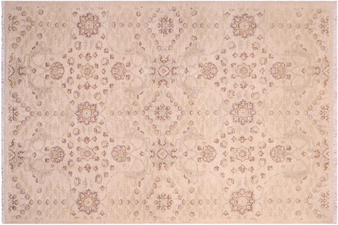 handmade Modern Kafkaz Beige Gray Hand Knotted RECTANGLE 100% WOOL area rug 5' x 7'