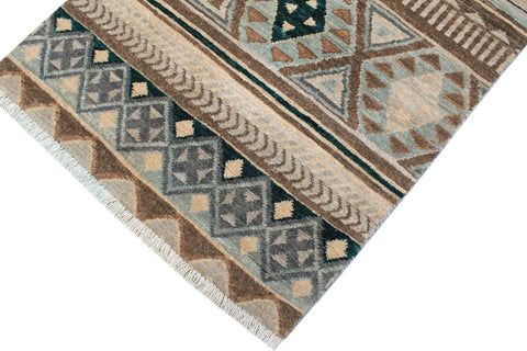 handmade Geometric Kurjean Grey Blue Hand Knotted RECTANGLE 100% WOOL area rug 2x4