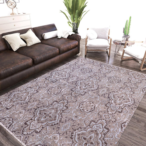 handmade Modern Kafkaz Gray Lt. Blue Hand Knotted RECTANGLE WOOL&SILK area rug 8' x 10'