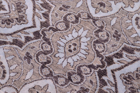 handmade Modern Kafkaz Gray Lt. Blue Hand Knotted RECTANGLE WOOL&SILK area rug 8' x 10'