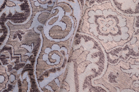 handmade Modern Kafkaz Gray Lt. Blue Hand Knotted RECTANGLE WOOL&SILK area rug 8' x 10'