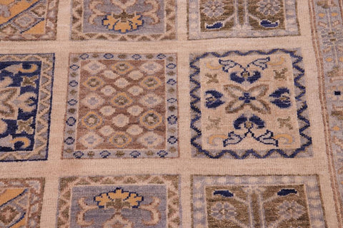 handmade Transitional Kafkaz Ivory Blue Hand Knotted RECTANGLE 100% WOOL area rug 6X9