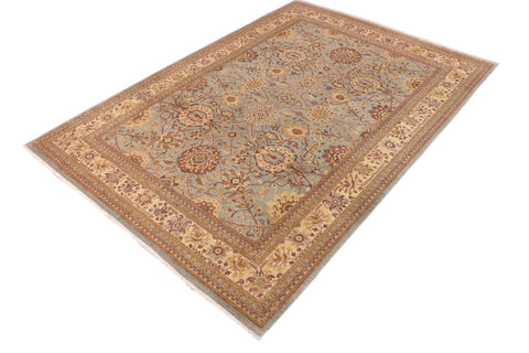 handmade Traditional Kafkaz Blue Beige Hand Knotted RECTANGLE 100% WOOL area rug 10x14