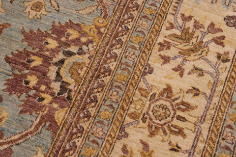 handmade Traditional Kafkaz Blue Beige Hand Knotted RECTANGLE 100% WOOL area rug 10x14