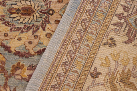 handmade Traditional Kafkaz Blue Beige Hand Knotted RECTANGLE 100% WOOL area rug 10x14