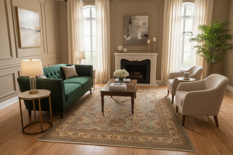 handmade Traditional Kafkaz Blue Beige Hand Knotted RECTANGLE 100% WOOL area rug 10x14