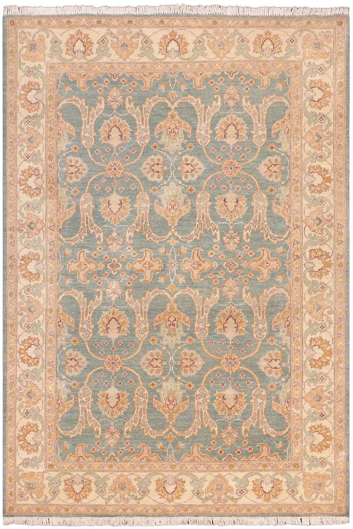 handmade Traditional Kafkaz Green Beige Hand Knotted RECTANGLE 100% WOOL area rug 5X7