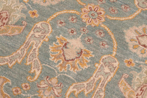 handmade Transitional Kafkaz Green Beige Hand Knotted RECTANGLE 100% WOOL area rug 5' x 7'