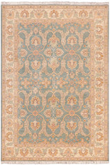 handmade Traditional Kafkaz Green Beige Hand Knotted RECTANGLE 100% WOOL area rug 5X7