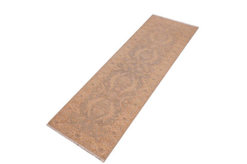 handmade Transitional Kafkaz Grey Beige Hand Knotted RUNNER 100% WOOL area rug 3' x 9'