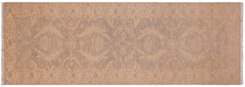 handmade Transitional Kafkaz Grey Beige Hand Knotted RUNNER 100% WOOL area rug 3' x 9'
