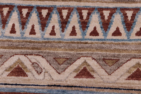 handmade Geometric Kurjean Beige Brown Hand Knotted RECTANGLE 100% WOOL area rug 3x5