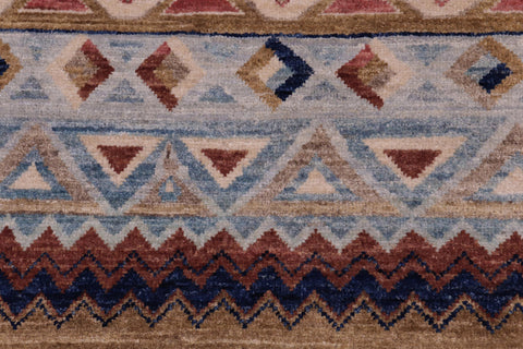 handmade Geometric Kurjean Beige Brown Hand Knotted RECTANGLE 100% WOOL area rug 3x5
