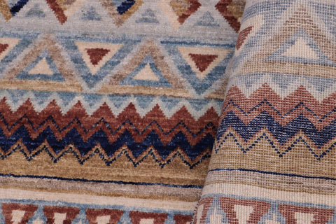 handmade Geometric Kurjean Beige Brown Hand Knotted RECTANGLE 100% WOOL area rug 3x5