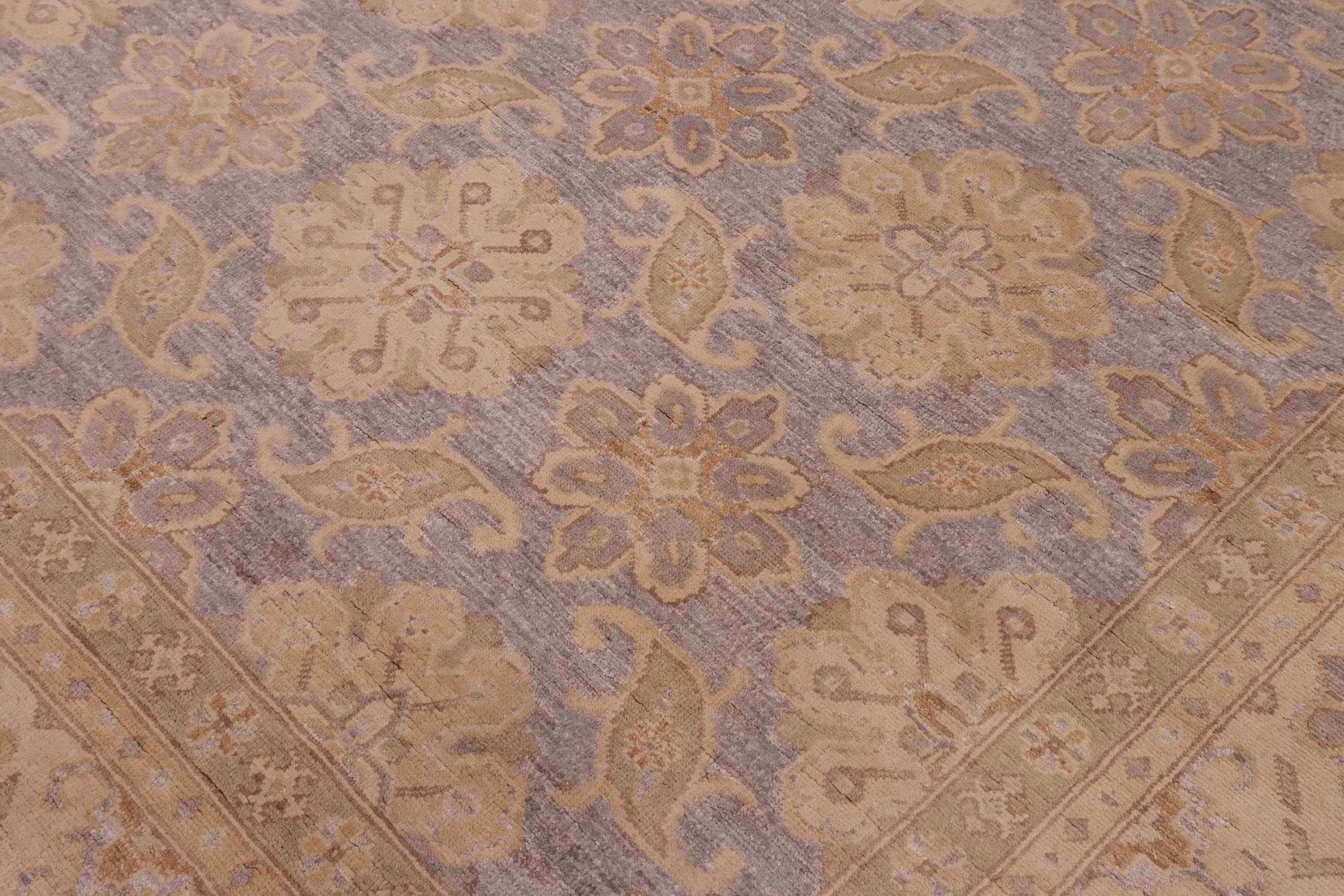handmade Transitional Kafkaz Gray Beige Hand Knotted RECTANGLE 100% WOOL area rug 9' x 12'