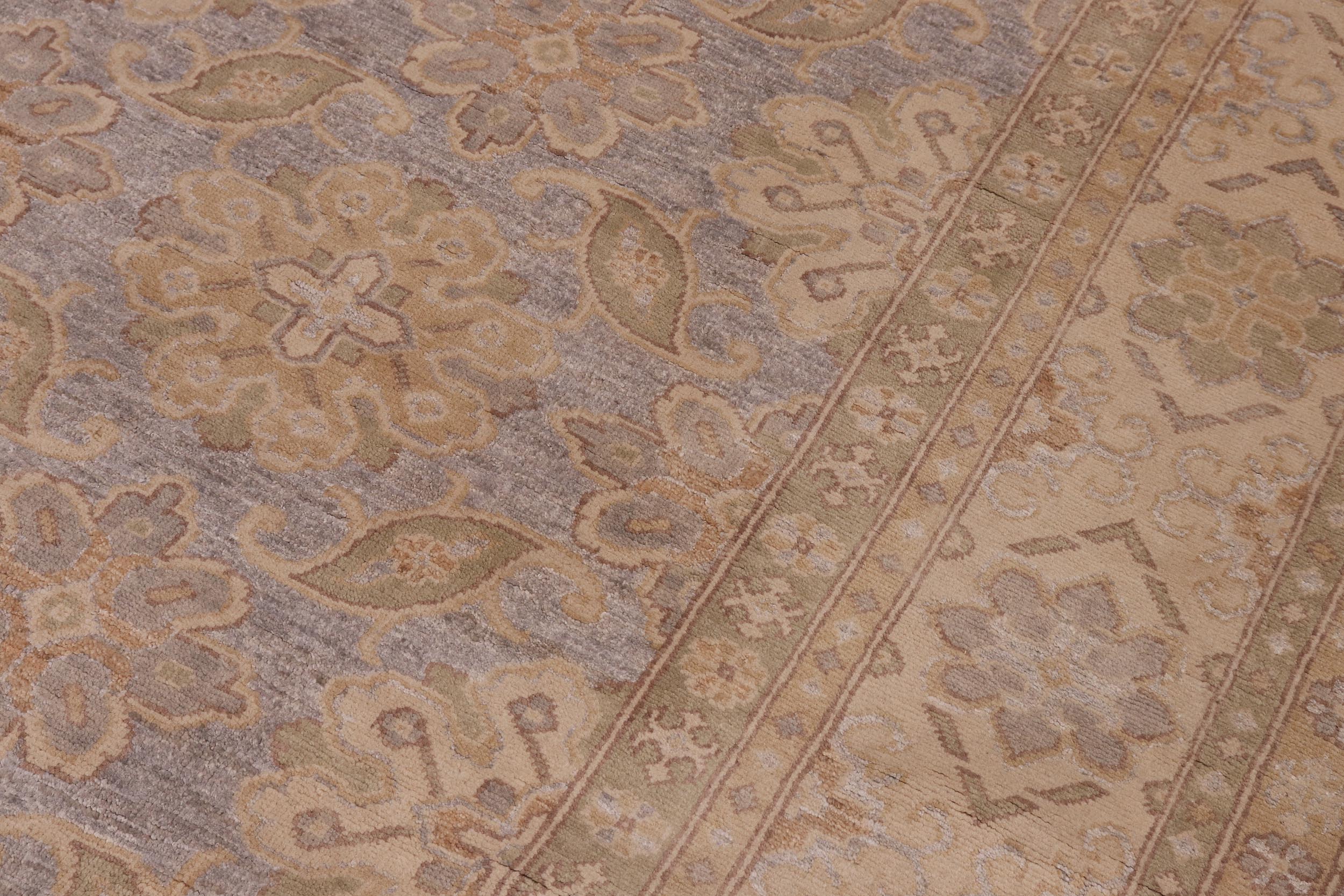 handmade Transitional Kafkaz Gray Beige Hand Knotted RECTANGLE 100% WOOL area rug 9' x 12'