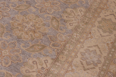 handmade Transitional Kafkaz Gray Beige Hand Knotted RECTANGLE 100% WOOL area rug 9' x 12'