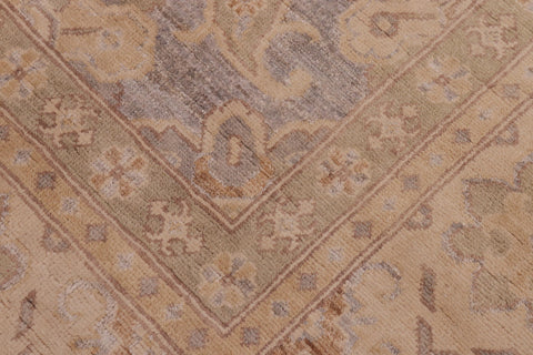 handmade Transitional Kafkaz Gray Beige Hand Knotted RECTANGLE 100% WOOL area rug 9' x 12'