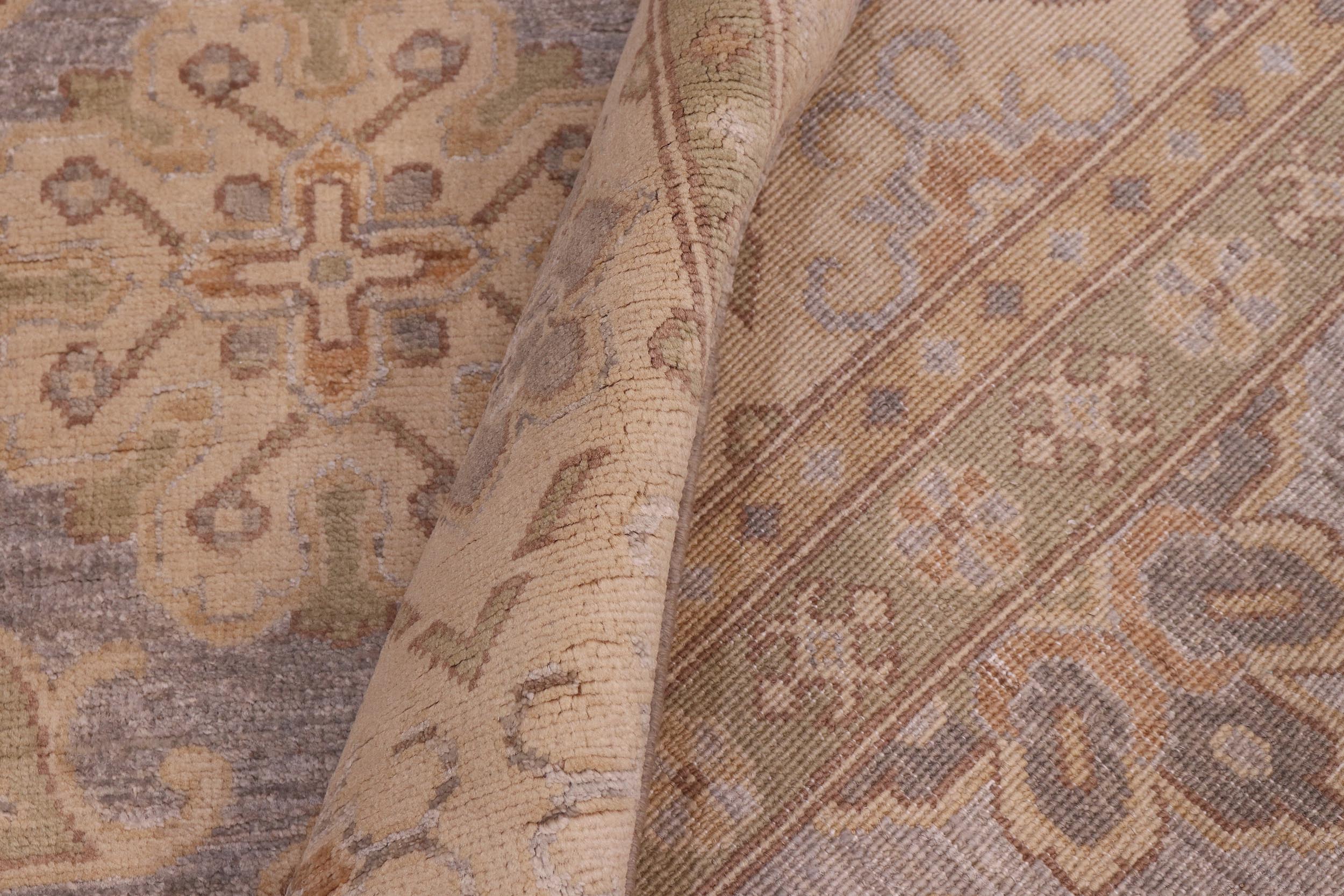 handmade Transitional Kafkaz Gray Beige Hand Knotted RECTANGLE 100% WOOL area rug 9' x 12'