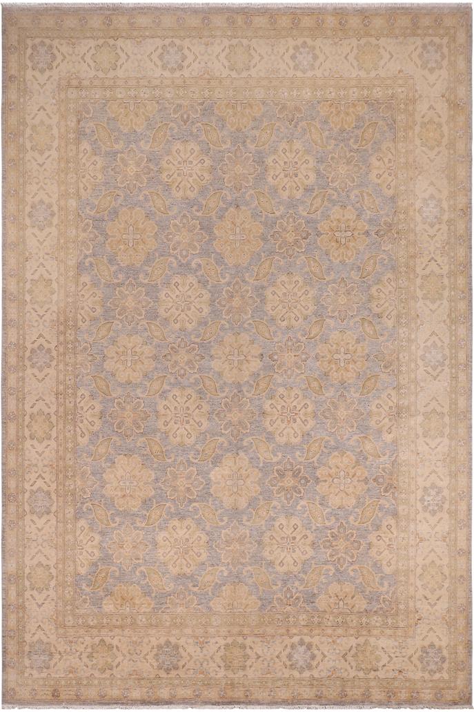 handmade Traditional Kafkaz Gray Beige Hand Knotted RECTANGLE 100% WOOL area rug 9X12