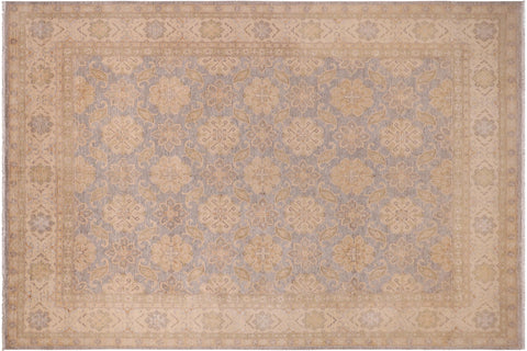 handmade Transitional Kafkaz Gray Beige Hand Knotted RECTANGLE 100% WOOL area rug 9' x 12'