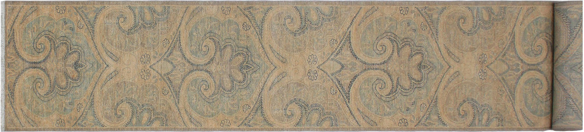 handmade Modern Kafkaz Grey Red Hand Knotted RUNNER 100% WOOL area rug 3' x 19'