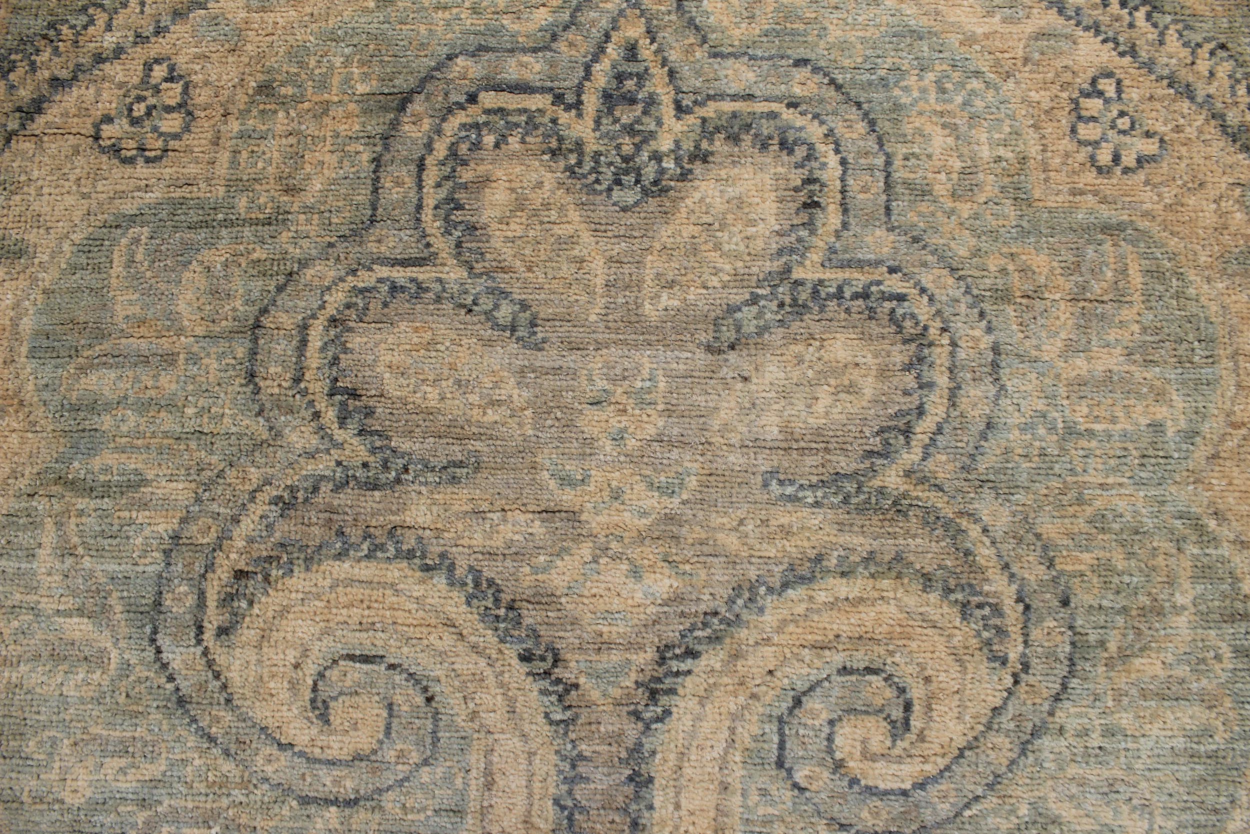 handmade Modern Kafkaz Grey Red Hand Knotted RUNNER 100% WOOL area rug 3' x 19'