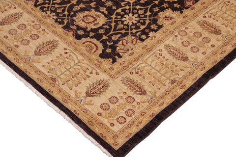 handmade Transitional Kafkaz Aubergine Beige Hand Knotted RECTANGLE 100% WOOL area rug 10' x 14'