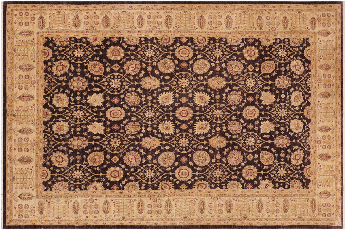 handmade Transitional Kafkaz Aubergine Beige Hand Knotted RECTANGLE 100% WOOL area rug 10' x 14'