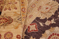 handmade Traditional Kafkaz Aubergine Beige Hand Knotted RECTANGLE 100% WOOL area rug 10X14