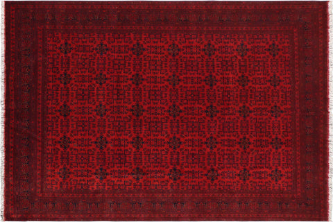 handmade Geometric Khal Muhamm Red Blue Hand Knotted RECTANGLE 100% WOOL area rug 10' x 13'
