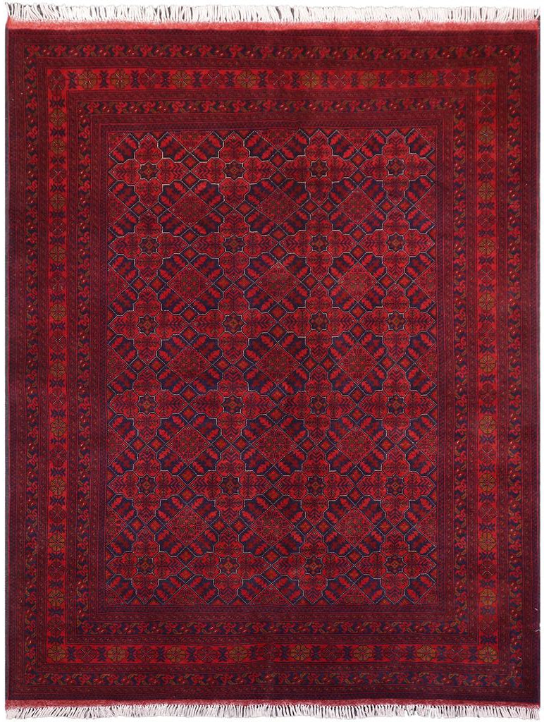 handmade Tribal Biljik Khal Mohammadi Red Blue Hand Knotted RECTANGLE 100% WOOL area rug 6x8