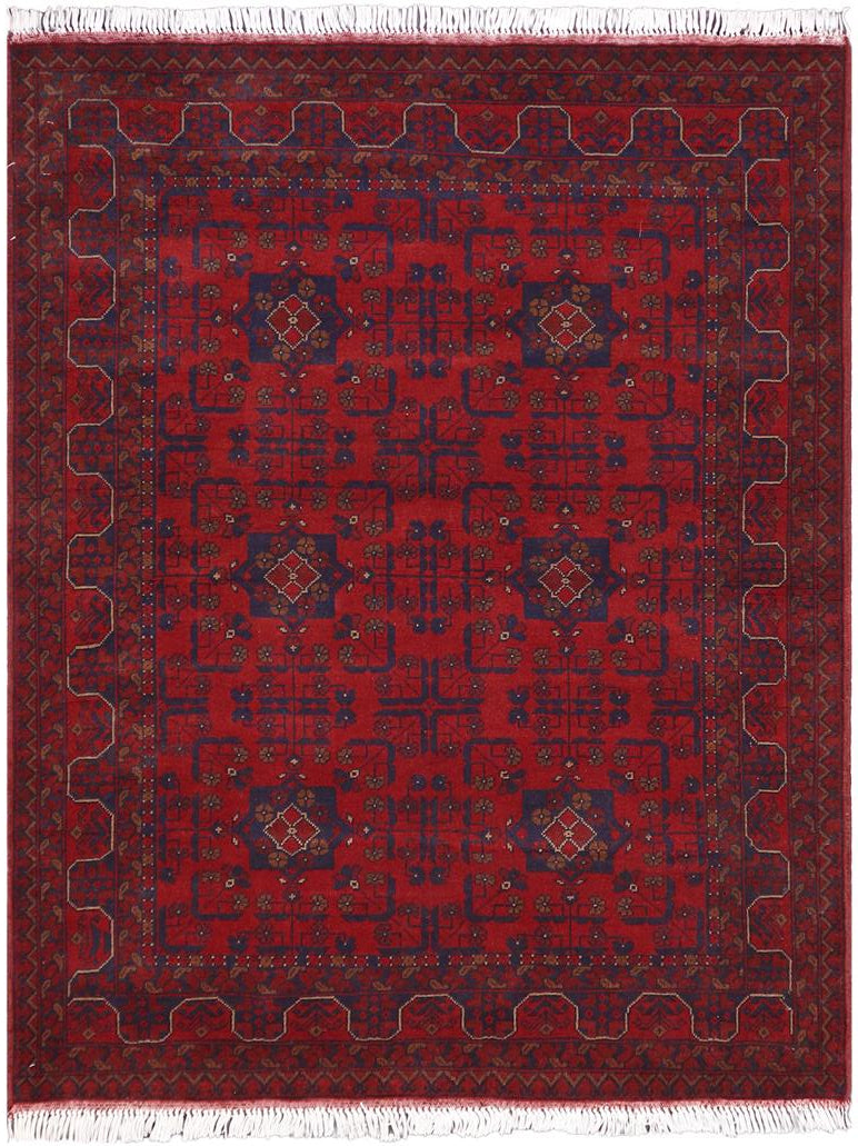 handmade Tribal Biljik Khal Mohammadi Red Blue Hand Knotted RECTANGLE 100% WOOL area rug 4x6