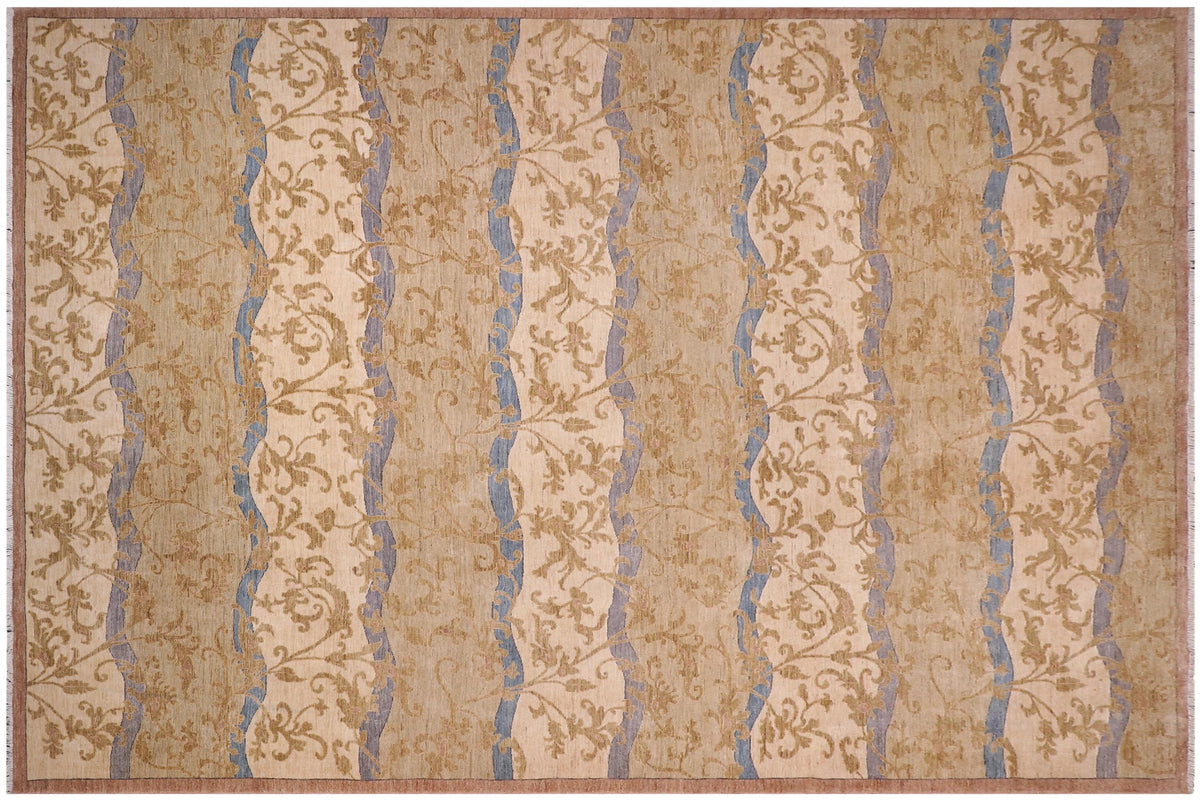 handmade Modern Kafkaz Green Blue Hand Knotted RECTANGLE 100% WOOL area rug 10' x 14'