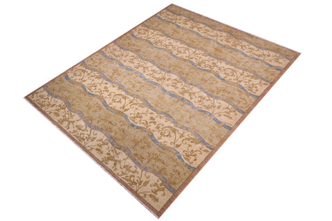 handmade Modern Kafkaz Green Blue Hand Knotted RECTANGLE 100% WOOL area rug 10' x 14'