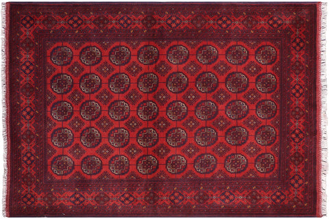 handmade Geometric Khal Muhamm Red Blue Hand Knotted RECTANGLE 100% WOOL area rug 5' x 7'