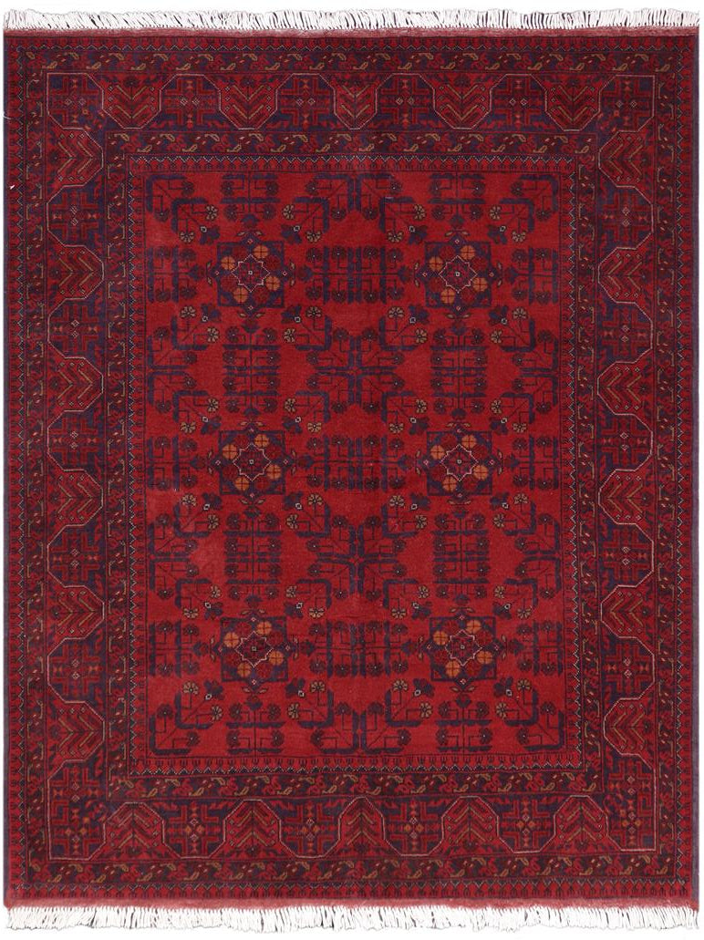 handmade Tribal Biljik Khal Mohammadi Red Blue Hand Knotted RECTANGLE 100% WOOL area rug 5x6