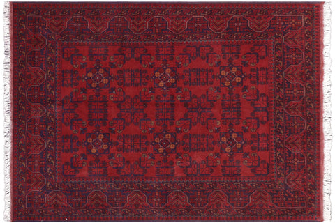 handmade Tribal Biljik Khal Mohammadi Red Blue Hand Knotted RECTANGLE 100% WOOL area rug 5x6