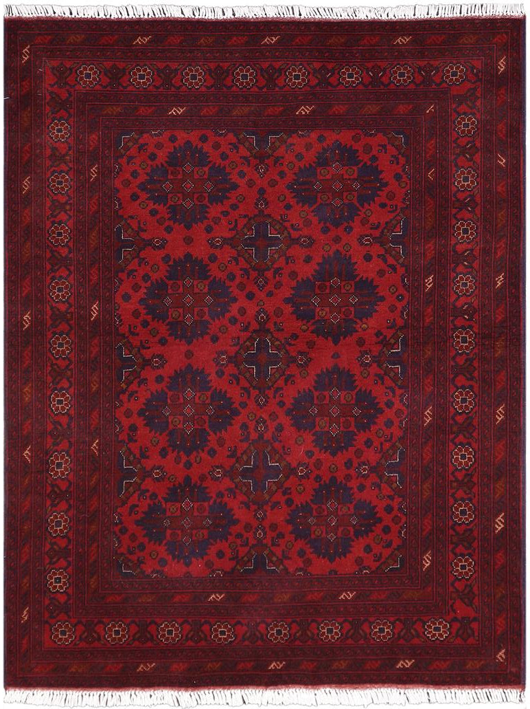 handmade Tribal Biljik Khal Mohammadi Red Blue Hand Knotted RECTANGLE 100% WOOL area rug 4x6