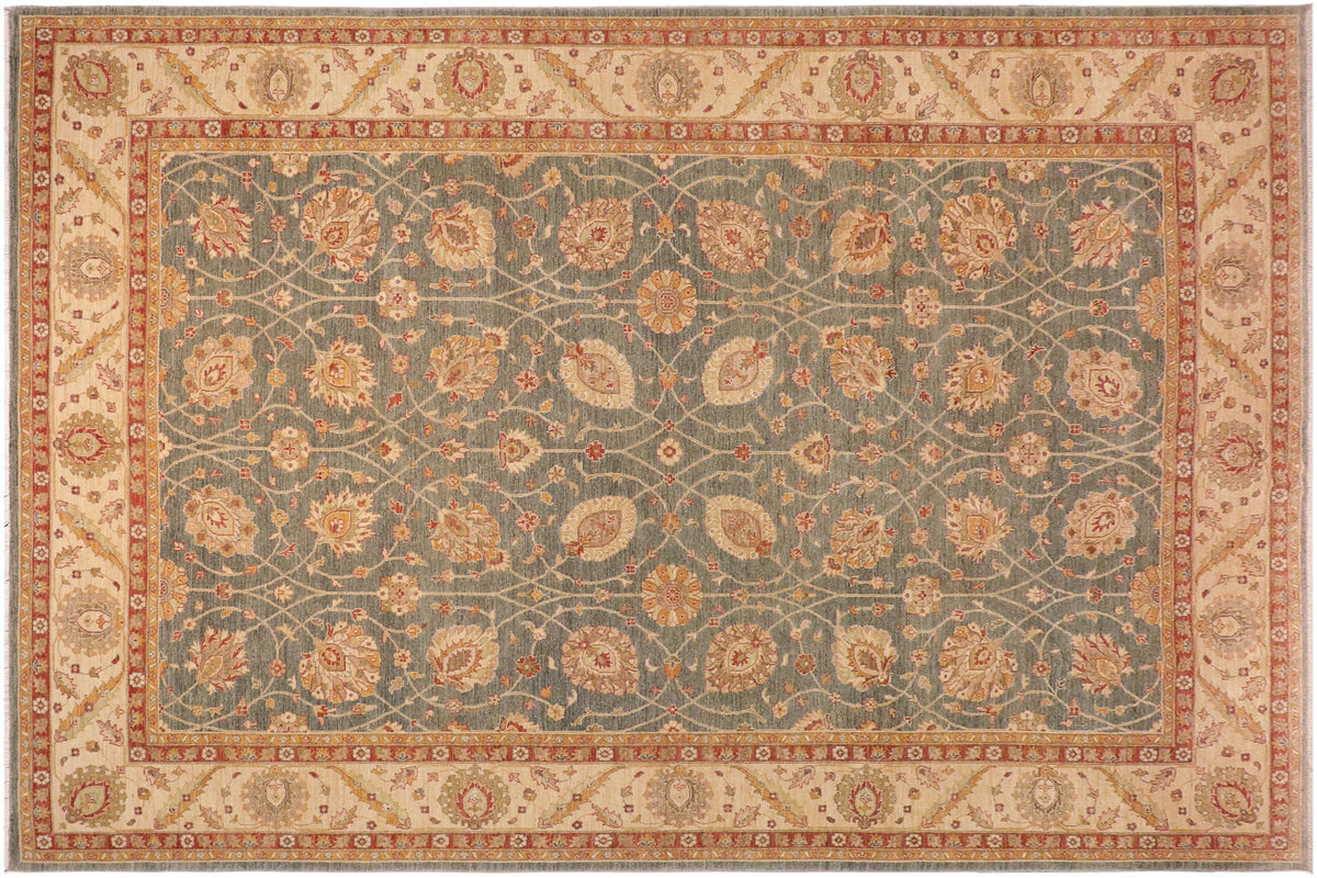 handmade Transitional Kafkaz Gray Beige Hand Knotted RECTANGLE 100% WOOL area rug 10' x 15'