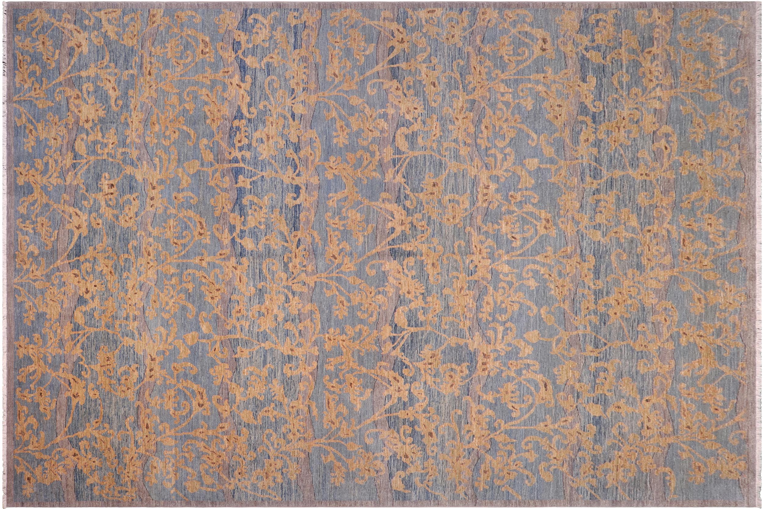 handmade Modern Kafkaz Lt. Blue Lt. Gold Hand Knotted RECTANGLE 100% WOOL area rug 10' x 14'