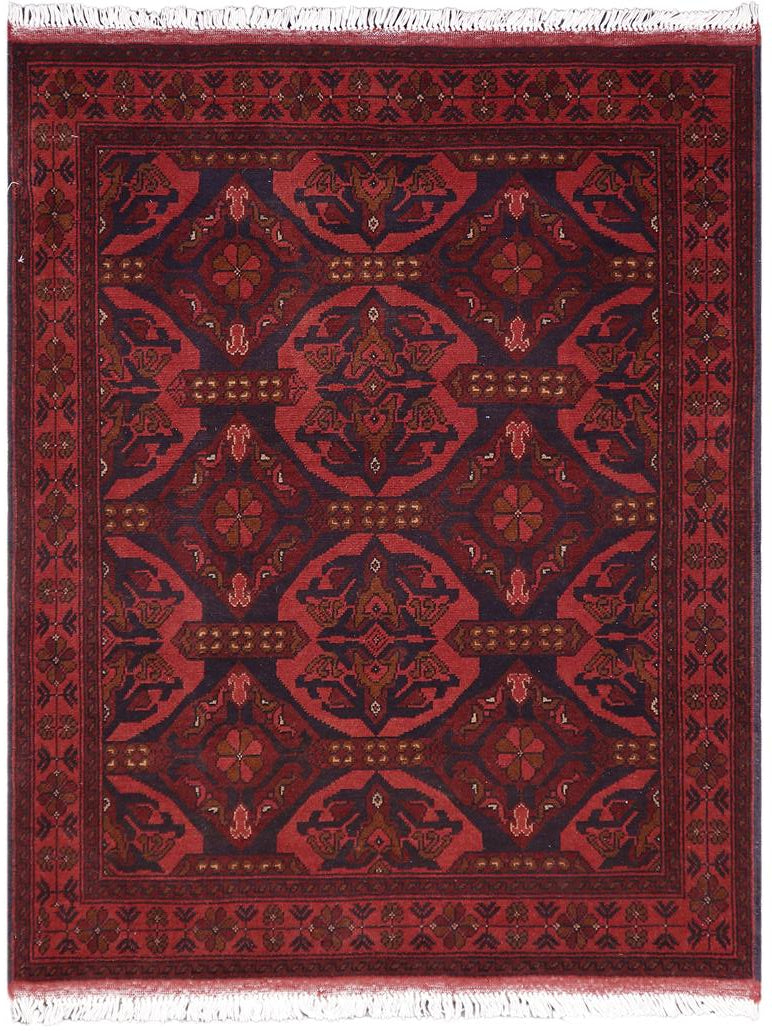 handmade Tribal Biljik Khal Mohammadi Red Blue Hand Knotted RECTANGLE 100% WOOL area rug 4x5