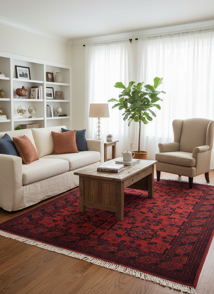 Rustic Biljik Khal Mohammadi Felecia Wool Rug - 3'5''X4'10''