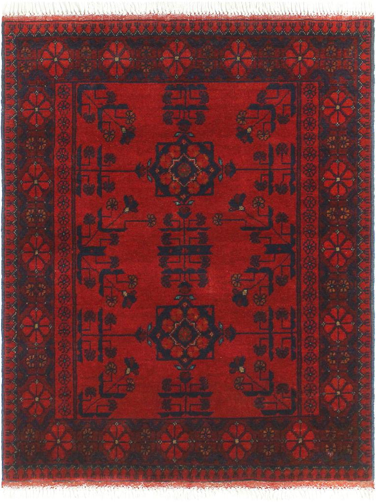handmade Tribal Biljik Khal Mohammadi Red Blue Hand Knotted RECTANGLE 100% WOOL area rug 3x4