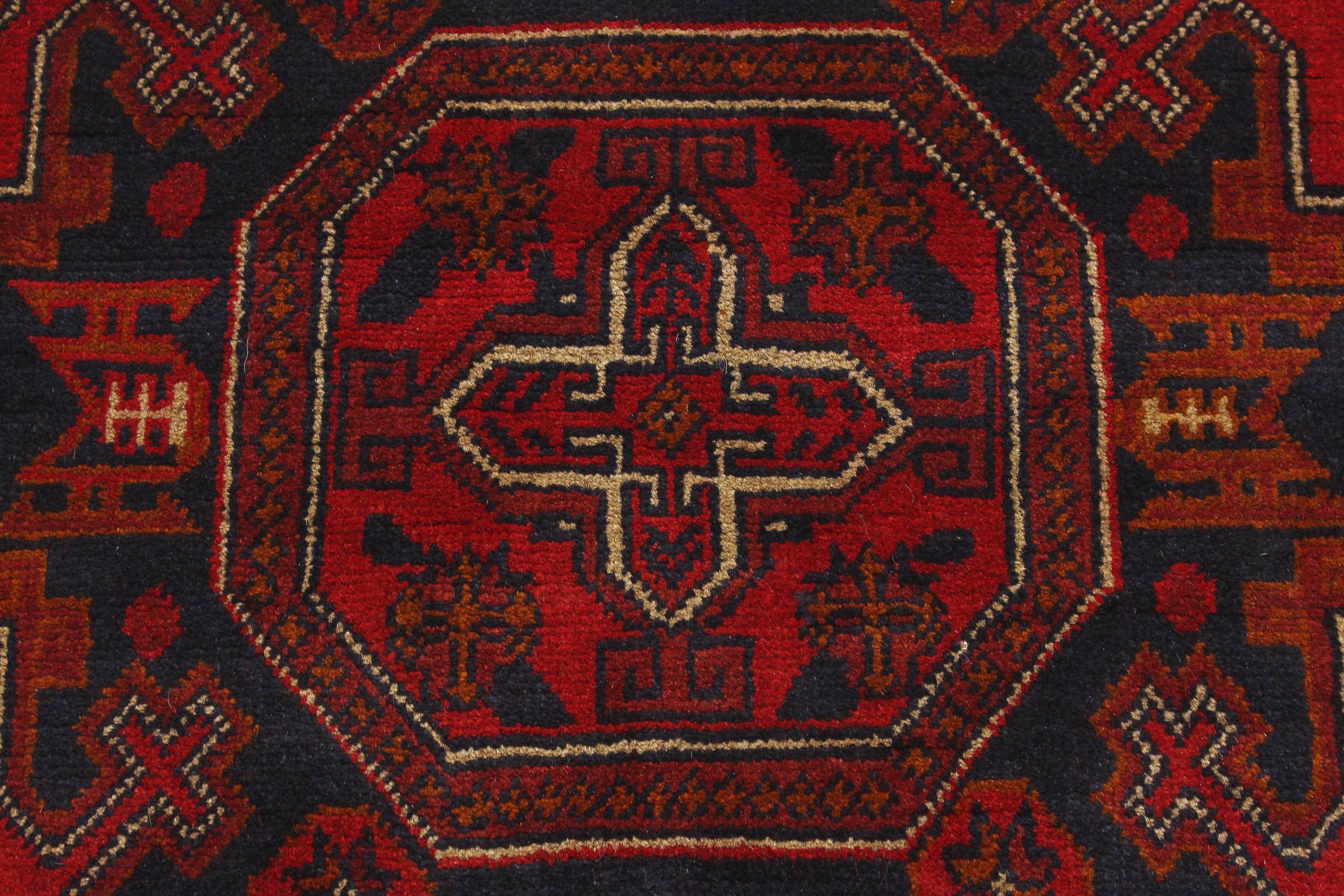 handmade Geometric Khal Muhamm Red Blue Hand Knotted RECTANGLE 100% WOOL area rug 3x5