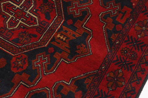 handmade Geometric Khal Muhamm Red Blue Hand Knotted RECTANGLE 100% WOOL area rug 3x5