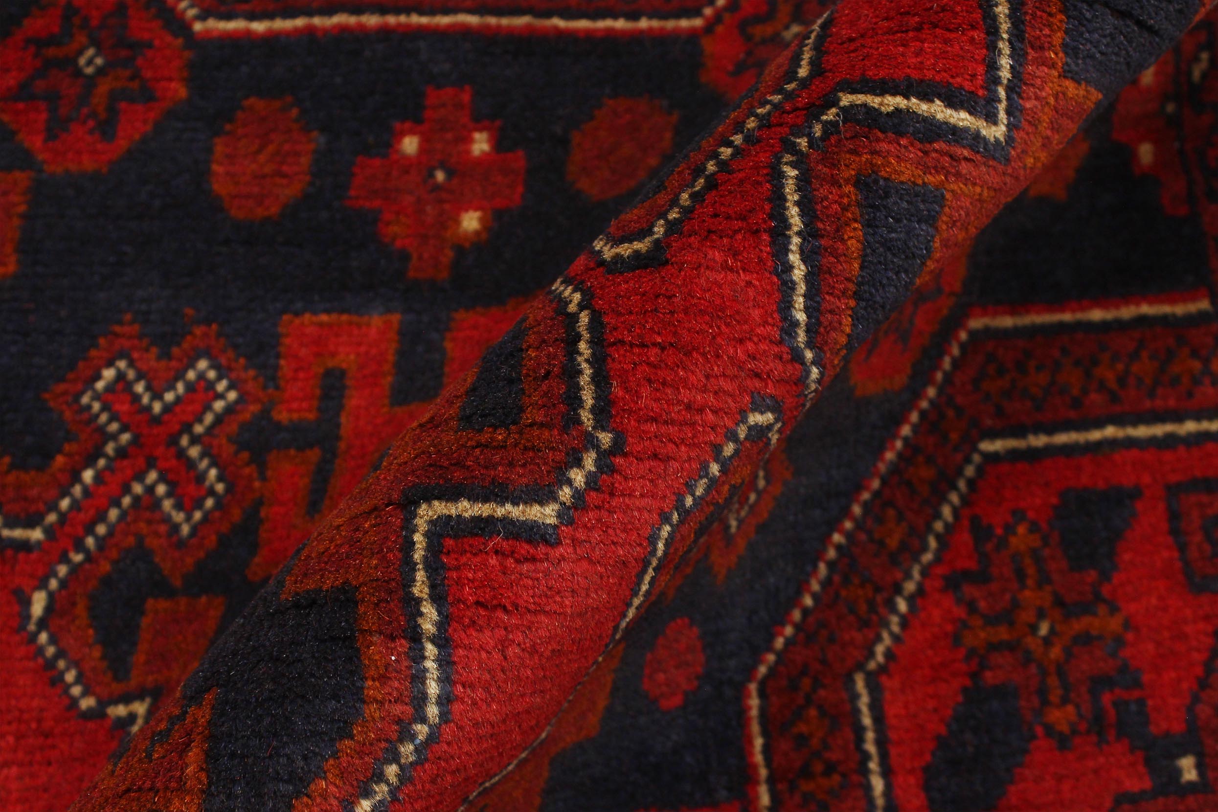 handmade Geometric Khal Muhamm Red Blue Hand Knotted RECTANGLE 100% WOOL area rug 3x5